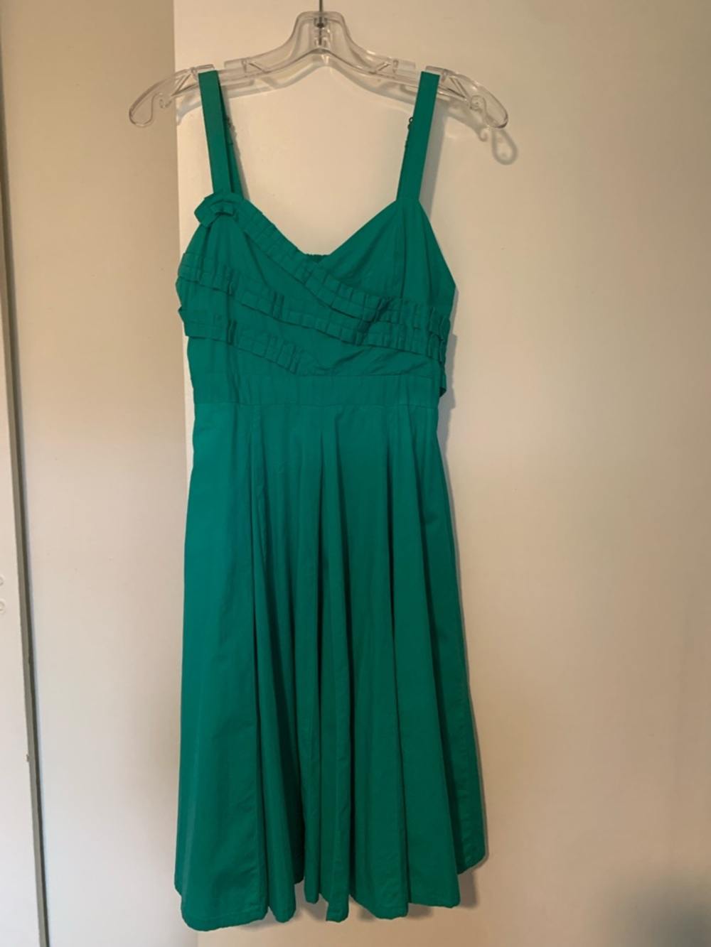 Teal Sleeveless Dress with Ruffled Wrap Bodice